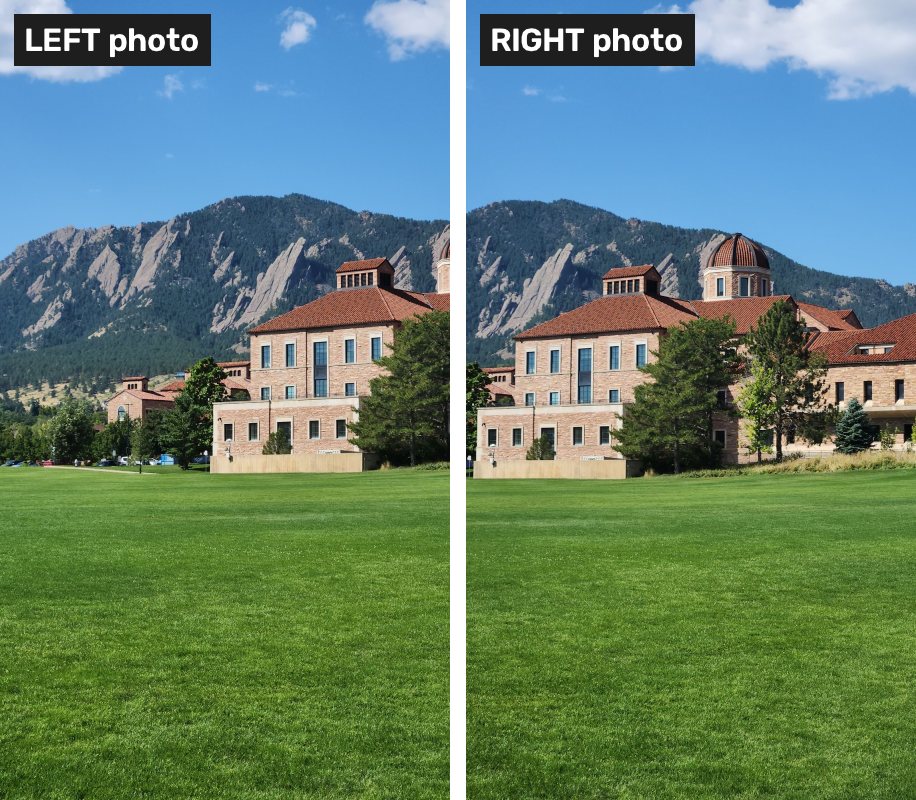 The two input photos, left and right, with an overlapping middle region