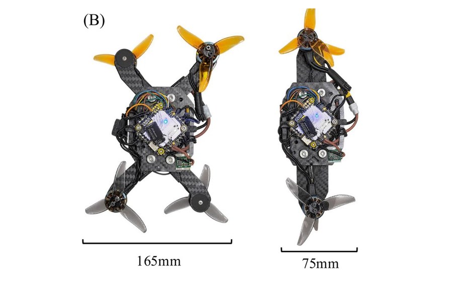 TinyMorph folding from a quadrotor into a coaxial bicopter